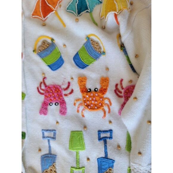 Vintage design options Philip Jane Gordon white Beach Crab cardigan starfish emb - Picture 5 of 16